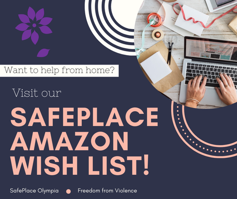Visit our Amazon SafePlace Wish List, photo of laptop and gift ribbons